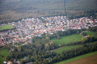Aerial photograpy of Schirrhein in the state Bas-Rhin, France