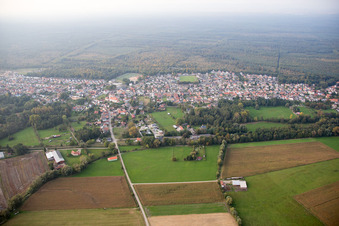 Oblique view of Schirrhein in the state Bas-Rhin, France