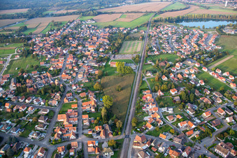 Aerial view of Rountzenheim in the state Bas-Rhin, France