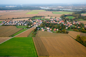 Aerial view of Neuhaeusel in the state Bas-Rhin, France