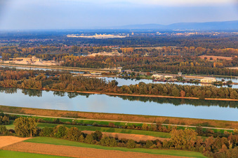 Rhine lock and EnBW Energie Baden-Württemberg AG, Rhine power plant Iffezheim in Iffezheim in the state Baden-Wuerttemberg, Germany