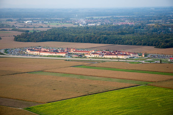 Aerial view of Style outlet center in Roppenheim in the state Bas-Rhin, France