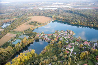 Beinheim in the state Bas-Rhin, France from above