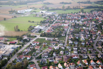 Beinheim in the state Bas-Rhin, France viewn from the air