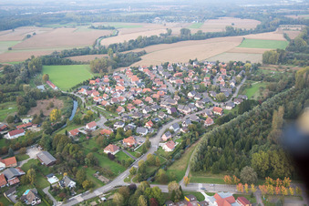 Aerial photograpy of Beinheim in the state Bas-Rhin, France