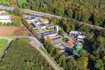 Aerial view of Sewage treatment plant in Kandel in the state Rhineland-Palatinate, Germany