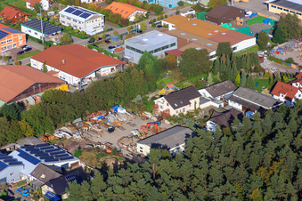 Gereut commercial area with tennis and squash club and mawe presstec GmbH in Hatzenbühl in the state Rhineland-Palatinate, Germany