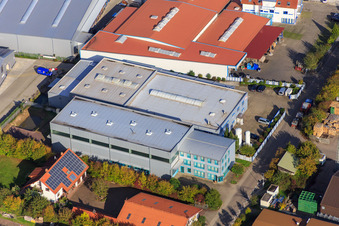 Aerial view of Gereutäcker industrial estate with HGGS LaserCUT GmbH & Co. KG and FENNEK in Hatzenbühl in the state Rhineland-Palatinate, Germany