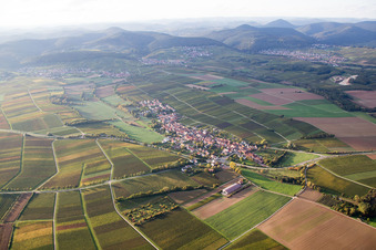 Village - view on the edge of wine yards in Niederhorbach in the state Rhineland-Palatinate