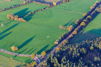 Sports aircraft approaching the airfield Schweighofen in Schweighofen in the state Rhineland-Palatinate, Germany