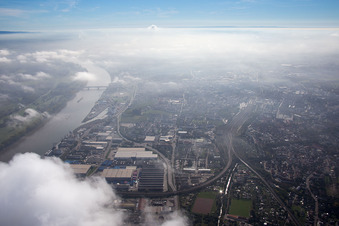 Aerial view of Harbor in Worms in the state Rhineland-Palatinate, Germany
