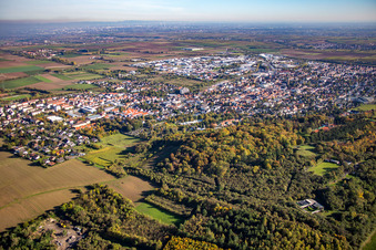 Aerial view of From the northwest in Grünstadt in the state Rhineland-Palatinate, Germany
