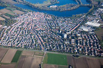 Aerial photograpy of District Roxheim in Bobenheim-Roxheim in the state Rhineland-Palatinate, Germany