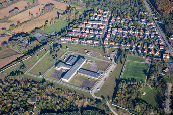 Prison grounds and security fence of the former US military prison Coleman Stockade in the district Sandhofen in Mannheim in the state Baden-Wuerttemberg, Germany