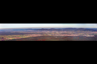 Odenwald panorama from Darmstadt to Heppenheim, in front Einhausen and Lorsch in Lorsch in the state Hesse, Germany