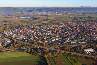 City view from the northwest in Lorsch in the state Hesse, Germany