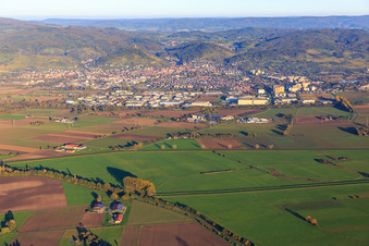 City view from the west on the edge of the Odenwald in Heppenheim in the state Hesse, Germany