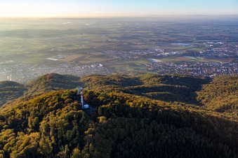 Aerial view of Radio tower in the district Hochstädten in Bensheim in the state Hesse, Germany