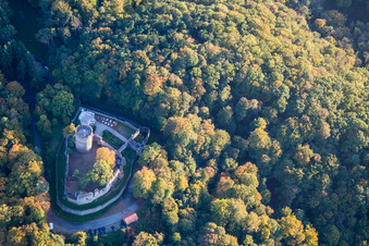 Aerial view of Alsbach Castle in Alsbach-Hähnlein in the state Hesse, Germany