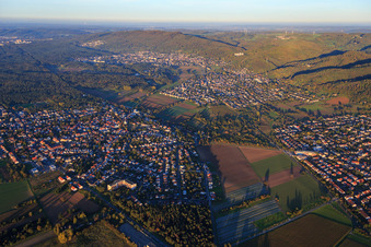 View of the town from the south in the district Jugenheim an der Bergstrasse in Seeheim-Jugenheim in the state Hesse, Germany
