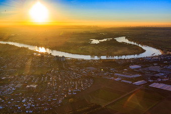 Gernsheim Rhine loop at sunset in Gernsheim in the state Hesse, Germany