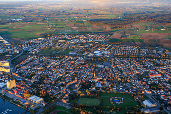 City panorama from the west in Gernsheim in the state Hesse, Germany