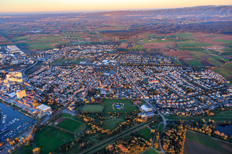 City overview from the west in Gernsheim in the state Hesse, Germany