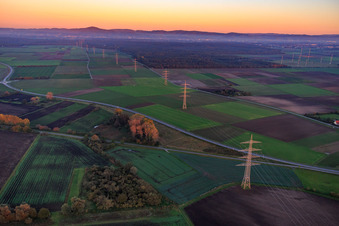 Route of the high-voltage line from the Bilblis nuclear power plant to the Odenwald in Groß-Rohrheim in the state Hesse, Germany