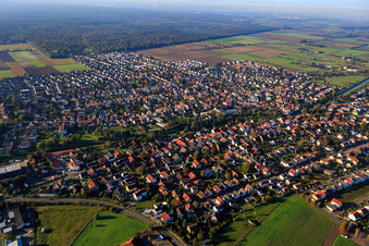 View of the town from the northeast in the district Grosshausen in Einhausen in the state Hesse, Germany
