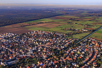 View of the town from the northeast in the district Kleinhausen in Einhausen in the state Hesse, Germany
