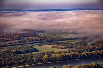 Low clouds over the airfield Worms in Worms in the state Rhineland-Palatinate, Germany