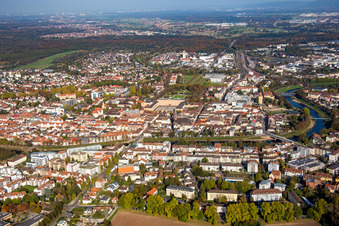 Aerial view of Center in Rastatt in the state Baden-Wuerttemberg, Germany