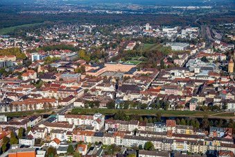 Aerial view of Schlossstr in Rastatt in the state Baden-Wuerttemberg, Germany