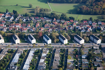 Aerial view of Neckarstr in Rastatt in the state Baden-Wuerttemberg, Germany