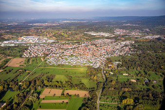 Aerial view of Kuppenheim in the state Baden-Wuerttemberg, Germany
