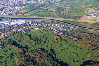 View of the town on the Murg from the southeast in the district Oberndorf in Kuppenheim in the state Baden-Wuerttemberg, Germany