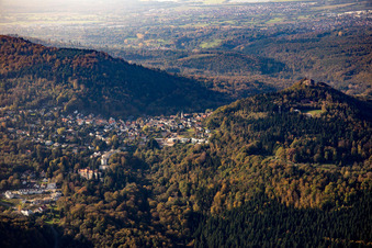 Aerial view of District Ebersteinburg in Baden-Baden in the state Baden-Wuerttemberg, Germany