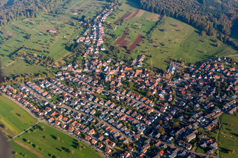 Town View of the streets and houses of the residential areas in Schoellbronn in the state Baden-Wurttemberg, Germany