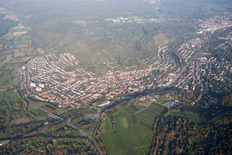 Aerial photograpy of District Grötzingen in Karlsruhe in the state Baden-Wuerttemberg, Germany