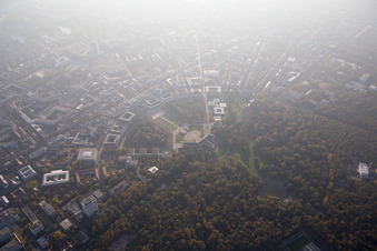 Aerial view of District Innenstadt-West in Karlsruhe in the state Baden-Wuerttemberg, Germany