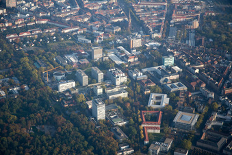 Aerial view of KIT Engesserstr in the district Innenstadt-Ost in Karlsruhe in the state Baden-Wuerttemberg, Germany