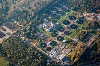 Sewage treatment plant Karlsruhe in the district Knielingen in Karlsruhe in the state Baden-Wuerttemberg, Germany
