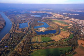 Concrete plant Lithonplus GmbH & Co. KG at the quarry lake Eggenstein in the district Eggenstein in Eggenstein-Leopoldshafen in the state Baden-Wuerttemberg, Germany