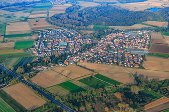 Aerial view of Village overview from the southwest in Kuhardt in the state Rhineland-Palatinate, Germany