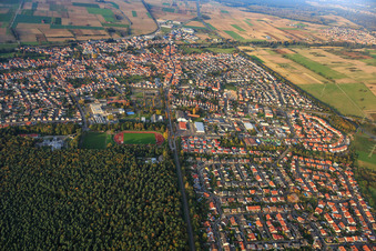 Kuhhardter Straße from the south in Rülzheim in the state Rhineland-Palatinate, Germany