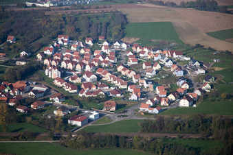 Oblique view of Soultz-sous-Forêts in the state Bas-Rhin, France