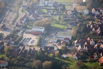 Soultz-sous-Forêts in the state Bas-Rhin, France from the plane