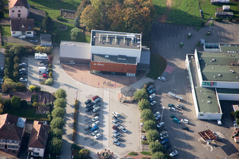 Soultz-sous-Forêts in the state Bas-Rhin, France from the drone perspective
