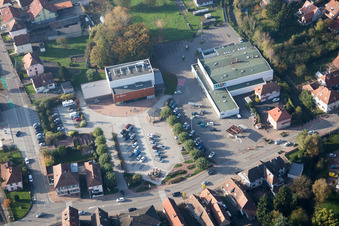 Soultz-sous-Forêts in the state Bas-Rhin, France seen from a drone