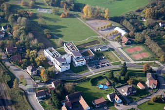 Aerial view of Soultz-sous-Forêts in the state Bas-Rhin, France